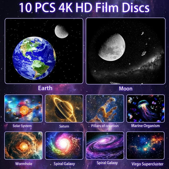 Projector for Bedroom Night Light with Timer, Mood Lighting, System Realistic Space Planetarium Projector Moon Lamp