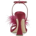 thumbnail image 3 of Sam Edelman Leon Raspberry Feather Pom Pom Detail Ankle Strap High Heel Sandals (Raspberry, 6.5), 3 of 3
