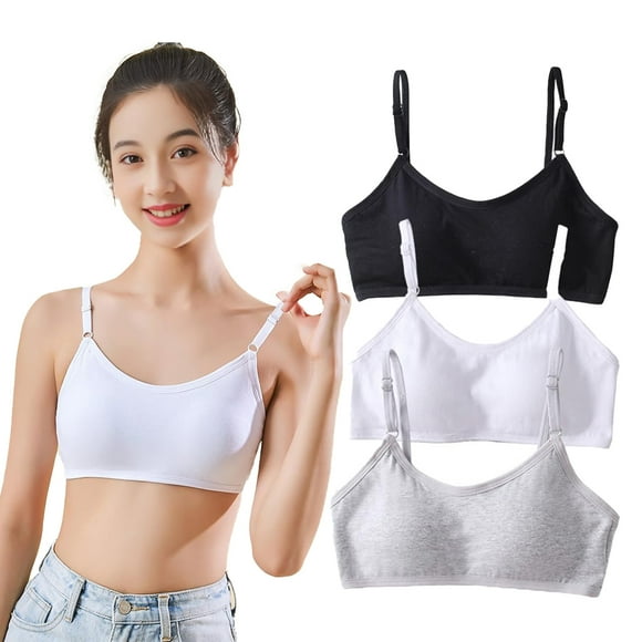 Girl's Bandeau Bra Cotton Bras Breathable Girl Training Bra Bras for Teens Bluet Bras for Girls 10-16