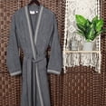thumbnail image 2 of Unisex Luxurious Plush Turkish Cotton Kimono Robe, Extra Large, Grey-Stone by Blue Nile Mills, 2 of 9