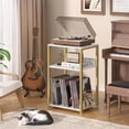 thumbnail image 5 of Large Record Player Stand, 3-Tier End Table with Vinyl Storage Up to 130 Albums, Industrial Turntable Printer Tables, Modern Side Tables for Living Room, Office, Gold, 5 of 9
