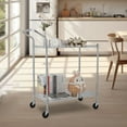 thumbnail image 2 of Chariot Utilitaire – Chariot de Rangement en Métal Robuste à 2 Niveaux avec Poignée Haute et Roues Verrouillables – Tablettes Grillagées Ajustables pour Bureau, Cuisine, Garage – Lot de 1, 2 of 7