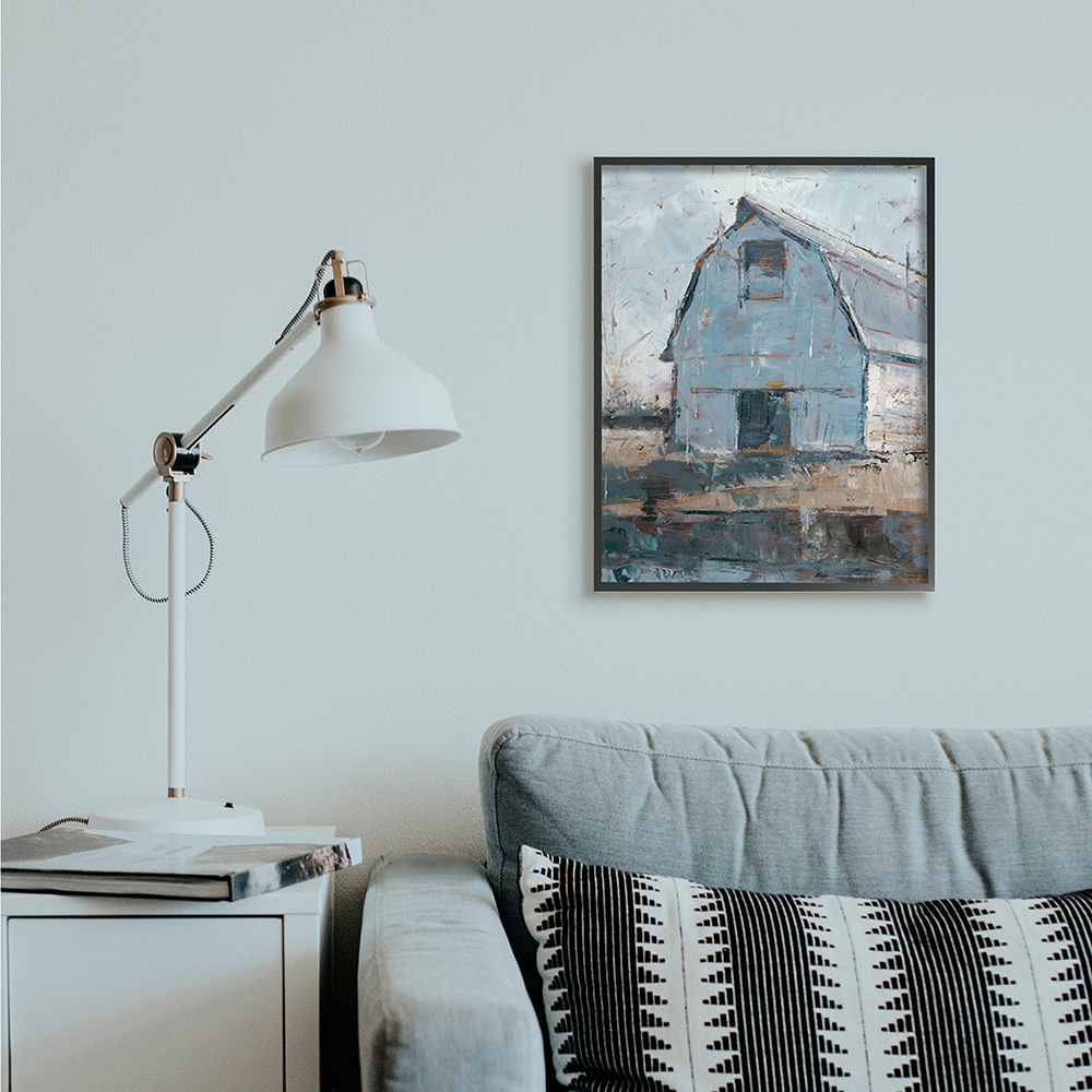 Stupell Industries Abstract Distressed White Barn Farm Architecture Black Framed by Ethan Harper
