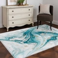 thumbnail image 5 of White Teal Marble Area Rug 4x6 Washable Rug Non Slip Modern Abstract Art Marble Fluid Large Area Rug Indoor Floor Carpet for Entryway Bedroom Kitchen Living Room Home Office Dining Room Nursery, 5 of 7