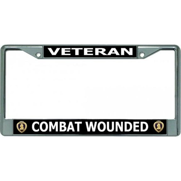 Purple Heart Combat Wounded Veteran Chrome License Plate Frame
