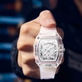 thumbnail image 3 of Reloj de Cuarzo Esqueleto Tonneau Transparente para Hombre, Luminoso, Correa de Silicona, Reloj de Pulsera Impermeable de Streetwear, 3 of 8