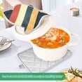 thumbnail image 3 of Yayeee Pot Holders Kitchen Heat Resistant with Pocket 7"x9.8" Cotton Oven Cooking Hot Pads, Beige Stripes, 3 of 7