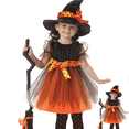 thumbnail image 2 of Disfraz de Halloween para niños bruja capa de cosplay disfraz de princesa falda disfraz de niña, amarillo, 110-120 cm JAMW Sencillez, 2 of 5