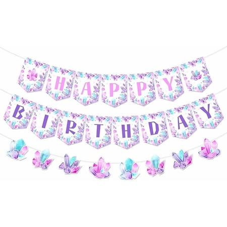 Gem Birthday Party Decorations She's a Gem Happy Birthday Banner Crystal Jewel Bday Garland for Let’s Rock Diamond Party Supplies