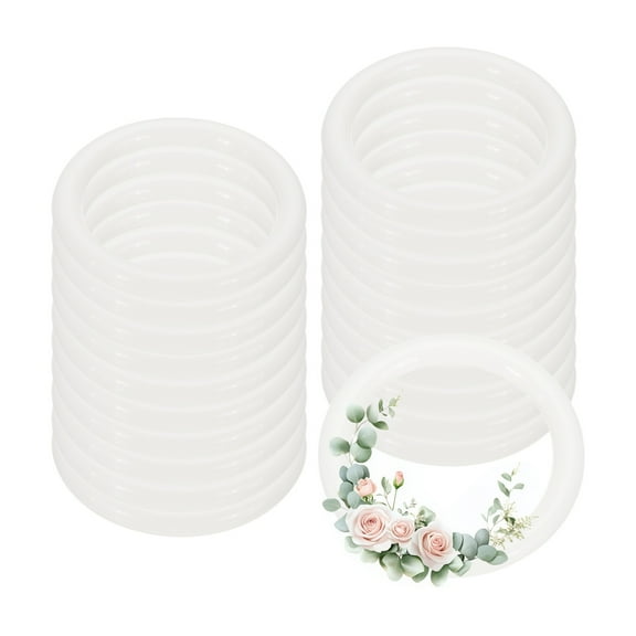 Uxcell 20 Pcs Dream Catcher Rings, 1.3 inch Floral Macrame Plastic O Rings DIY Round Plastic Hoops for Crochet Craft Making Wall Hanging Wedding Wreath Christmas, White