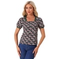 thumbnail image 1 of Blusa Campesina Allegra K Cuello Cuadrado Encaje Floral Vintage Mujer Negro Talla S, 1 of 5