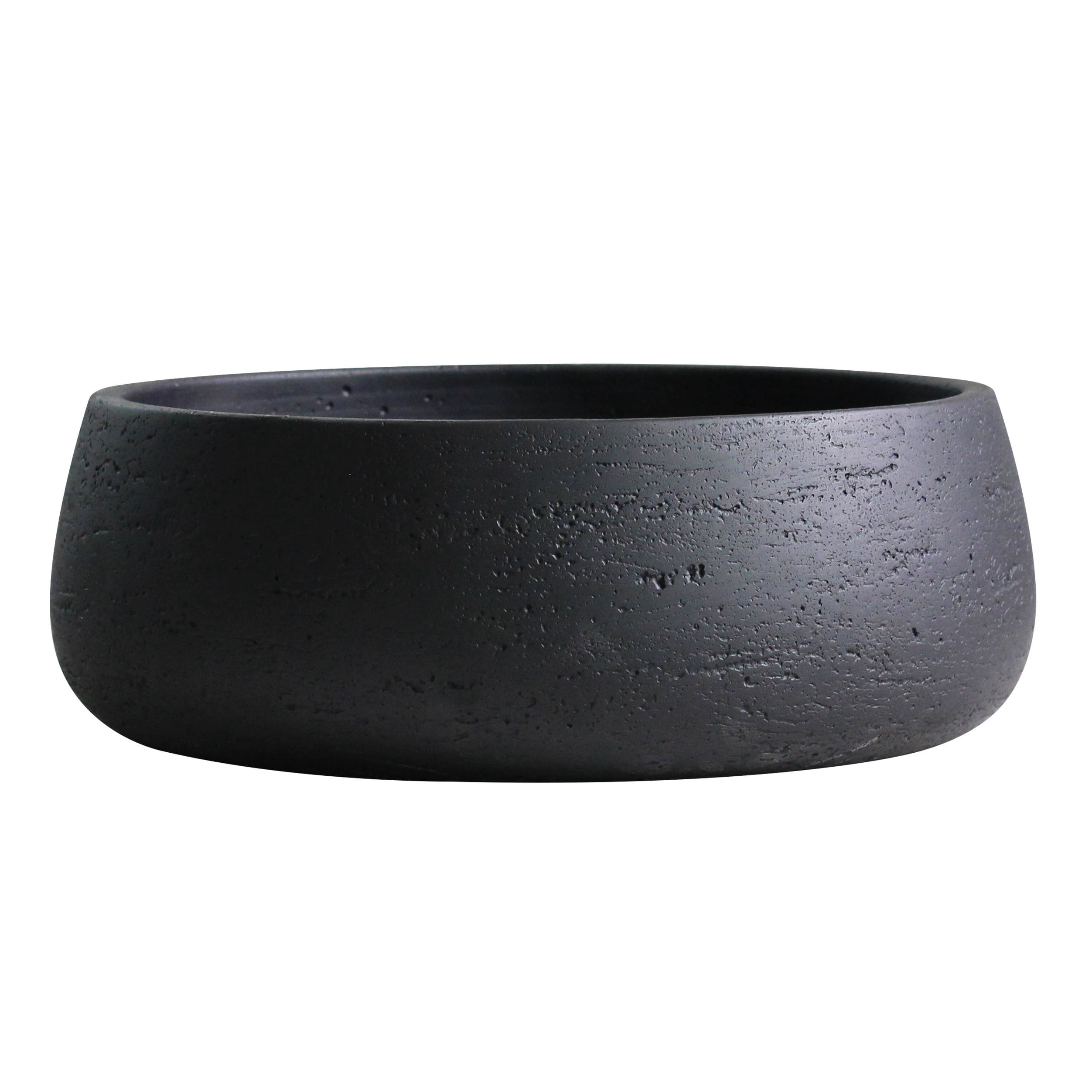 Olly & Rose Large Ceramic Planter Bowl in Matt Black - Shallow Plant Pot Indoor Outdoor Decorative Bowl