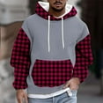 thumbnail image 2 of AnuYalue Men's Big and Tall Plaid Graphic Hoodie Casual Long Sleeve Hooded Sweatshirts Outdoor Athletic Pullover Oversize Color Block Hoodies, 2 of 5