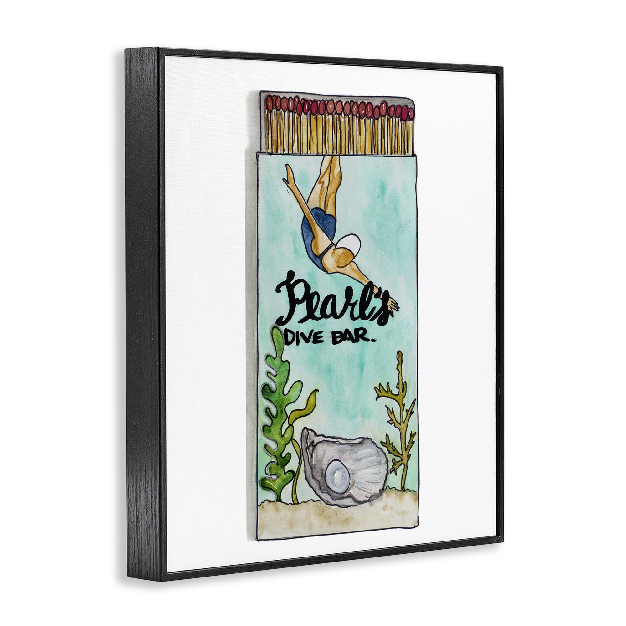 Stupell Industries Pearl Dive Matchbook Black Framed Giclee Art, design by Nola James