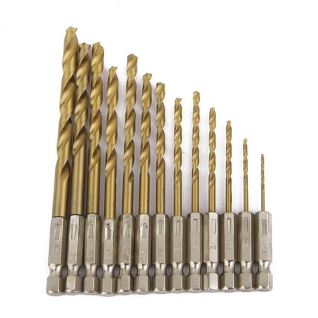 

13PCs HSS DRILL 1.5mm-6.5mm BITS TITANIUM COATED with 1/4 HEX