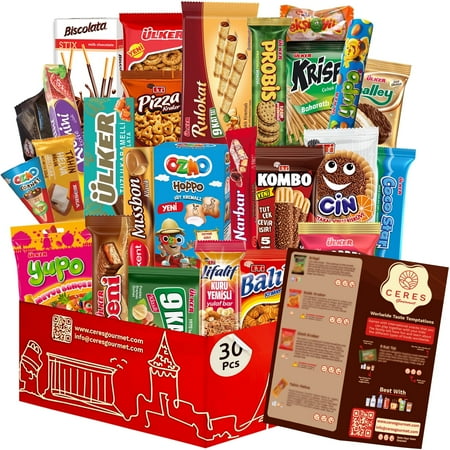 Ceres Gourmet Turkish Treats, Sweet & Savory Snack Box, 30 Pcs, Premium Chocolate and Candy Pack