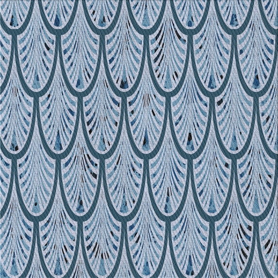 Ahgly Company Machine Washable Indoor Square Transitional Azure Blue Area Rugs, 3' Square