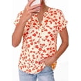 thumbnail image 4 of PRETTYGARDEN Womens Floral Print Short Sleeve Summer Tops Trendy V Neck Loose Boho Shirts Casual Work Blouses, 4 of 10