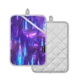 thumbnail image 3 of Purple Crystal Forest Set of 2 Heat-Resistant Quilted Pads, Silver Polyester, 7" x 9.8", 3 of 7