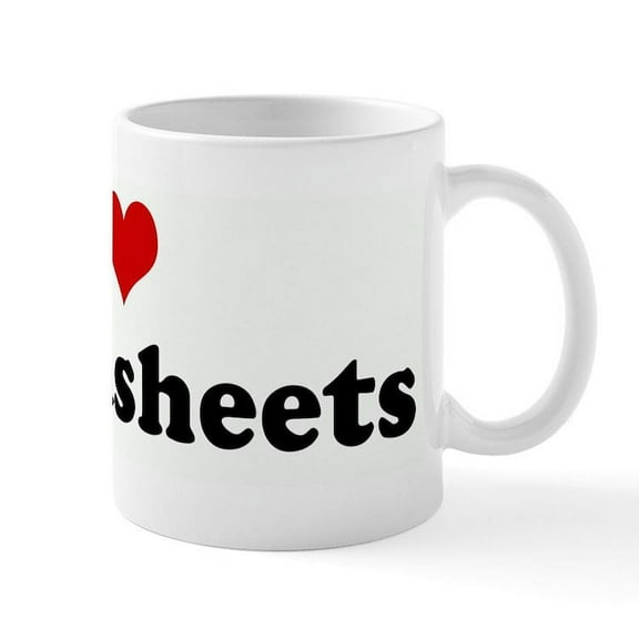 CafePress - I Love Spreadsheets Mug - 11 oz Ceramic Mug - Novelty Coffee Tea Cup