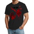 thumbnail image 4 of Halloween Shirts for Men Pumpkin Candy Graphic Crew Neck Vintage Tops Bat Print Short Sleeve Horror Spooky Costumes L, 4 of 5