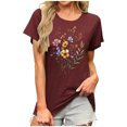 thumbnail image 2 of Hrsba Tops for Women,Summer Floral Print Crewneck Short Sleeve T Shirt Casual Loose Cut Ladies Blouse, 2 of 4
