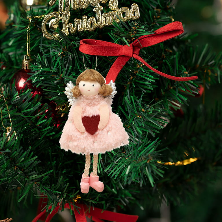 Iopqo Valentines Day Decorations,Heart Ornaments for Valentine Tree,Angel Doll Pendant Tree Hanging Ornaments Christmas Crafts Decorations for Xmas