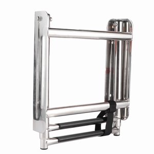 Akozon 2 Échelle de bateau Pontoon pliable Premium en acier inoxydable Marine Yacht Écheau / Deck de bain avec garde-corps de pédale ,Slip-Proof en plastique , Bracelet de retenue