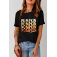 thumbnail image 3 of ABPHQTO Camiseta negra de manga corta con estampado de letras PUMPKIN SEASON para mujer, 3 of 5