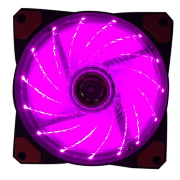 Inteprter 120mm LED Ultra silencioso computadora PC ventilador con cubierta 15 LEDs 12V Cpu disipador de calor enfriador ventilador de Juegos de teclado y mouse para computadora violeta 12cm