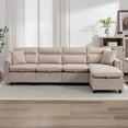 thumbnail image 3 of ZAFLY Sectional Sofa with Flexible Combinations, Convertible U/L-Shaped Sofa and Couch with Ottoman, Upholstered Sofa Sets for Living Room - Beige, 3 of 7