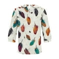 thumbnail image 5 of Jsaierl Womens 3/4 Length Sleeve Cotton Linen Tops Summer Crew Neck Shirts Dressy Floral Ladies Blouses Soft Loose Fit T-shirts Top S-2XL, 5 of 5