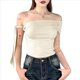 thumbnail image 1 of Tops Cortos con Hombros Descubiertos y Doble Forro para Mujer 2025, Tops Asimétricos Sin Mangas Y2K para Salir Albaricoque L, 1 of 10