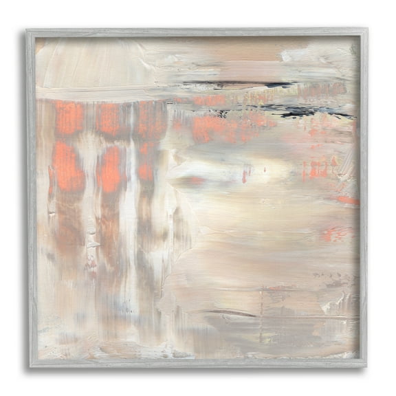 Expressive Dusk Reflection Abstract Soft Warm Earth Tones Abstract Framed Art Print Wall Art, 17x17