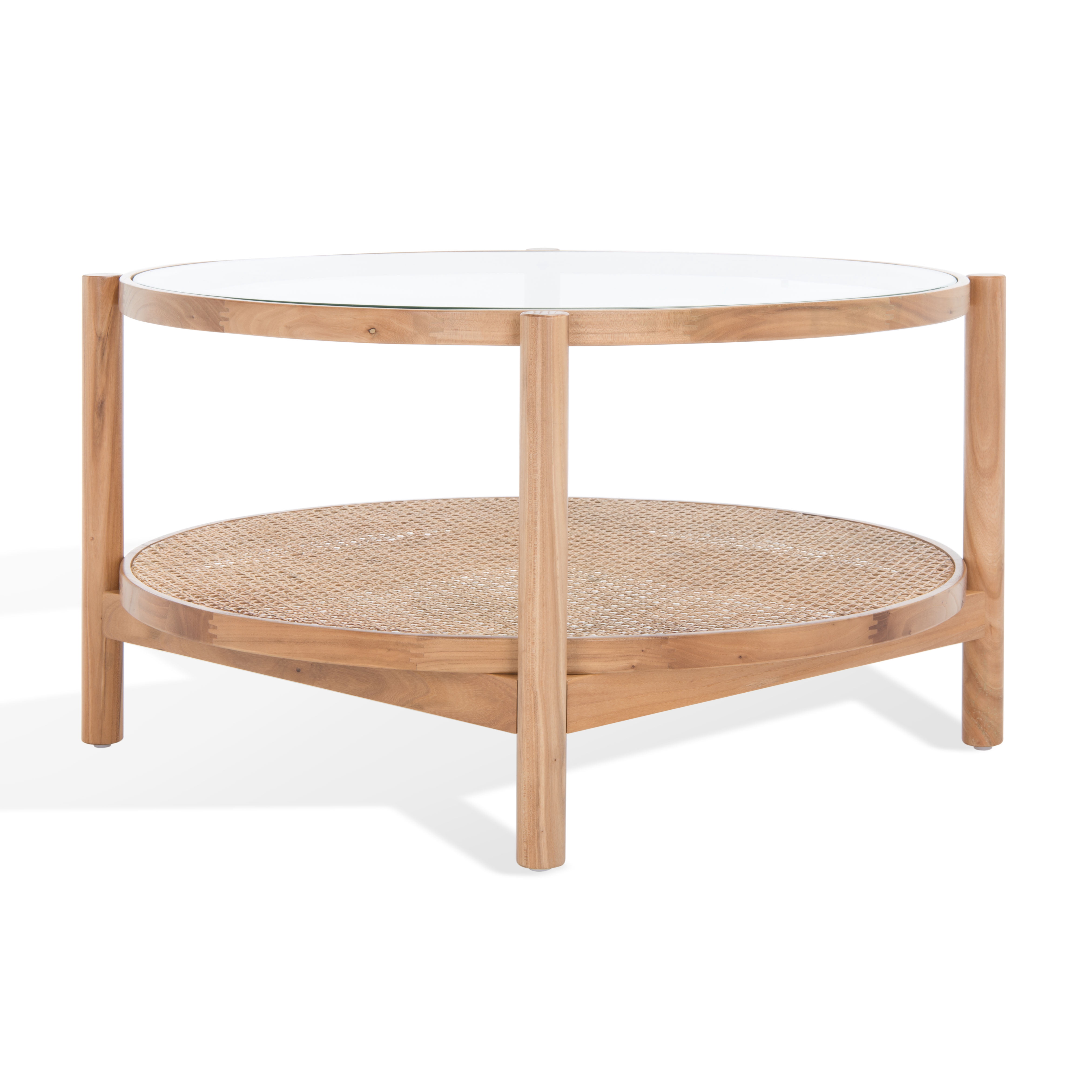 SAFAVIEH Couture Karyna Contemporary Round Glass Coffee Table, Natural/Clear