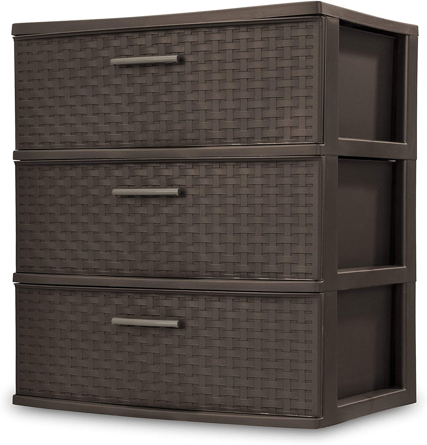 Espresso Frame & Drawers w/Driftwood Handles 21.63 Inches, 2-Pack STERILITE 25306P01 3 Drawer Wide Weave Tower