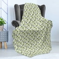 thumbnail image 4 of Floral Soft Flannel Fleece Blanket, Abstract Blossoms in Green Shades on Polka Dotted Retro Style Background, Cozy Plush for Indoor and Outdoor Use, 50" x 60", Apple Green Sage Green, by Ambesonne, 4 of 5