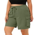 thumbnail image 5 of Womens Cargo Shorts Summer Women Thin Solid Work Pants With Pockets Drawstring Casual Shorts Plus Size Pants Women Shorts Army Green L, 5 of 8