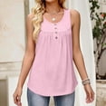 thumbnail image 5 of GIPQJK Women's Tank Tops for Summer Sleeveless Round Neck Casual Ruched Button Summer Shirts Solid Dressy Vacation Boho Tunic Blouses,Pink L, 5 of 7