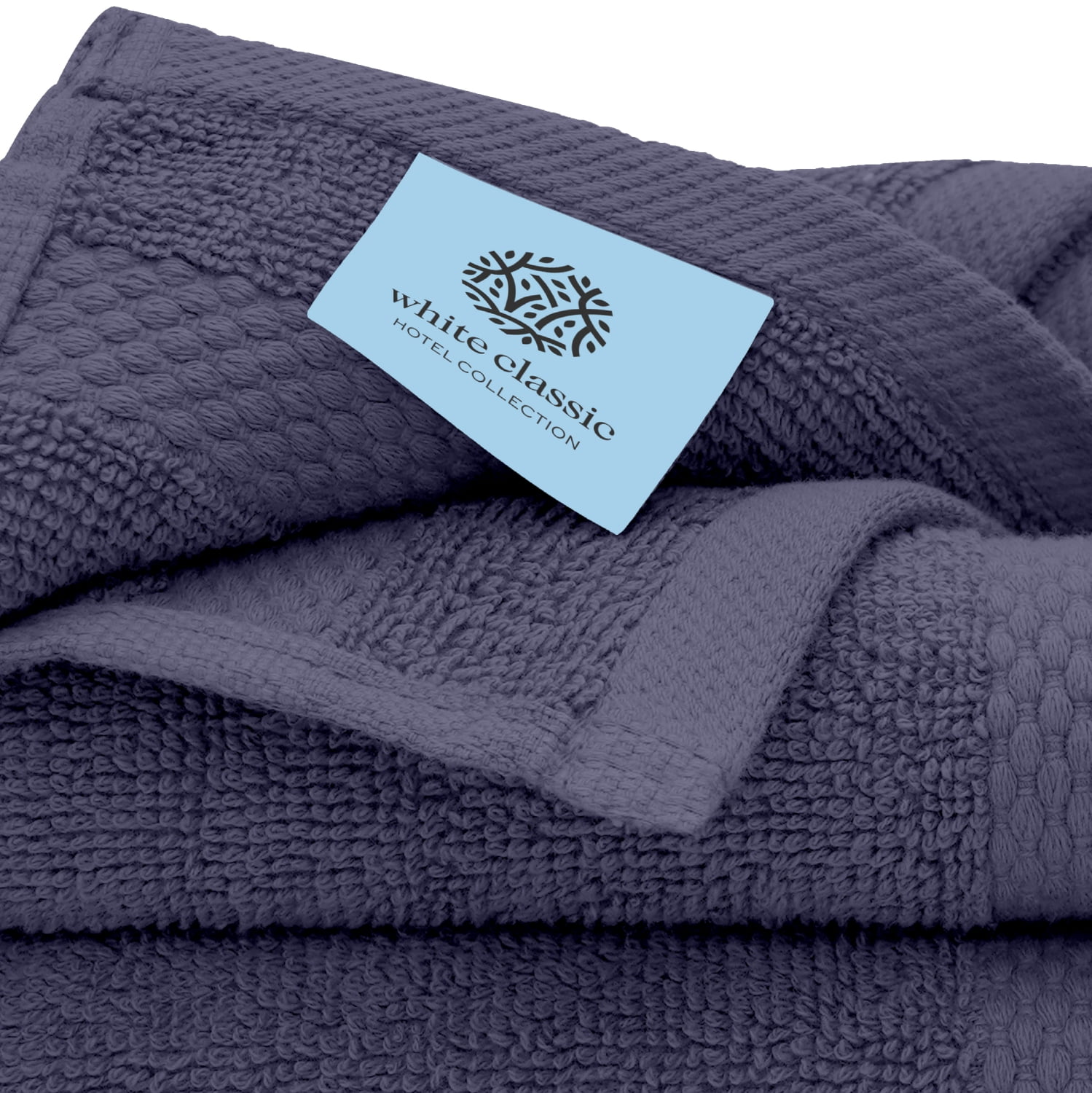 Cotton Washcloths Pack Set of 2 Marine Blue 12 x 12 Pinzon Heavyweight  Luxury
