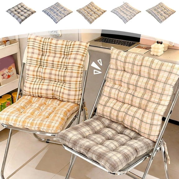 AYktou Plaid Chair Cushions for Dining Chairs, Super Soft Comfortable Seat Cushions, 16×16 inch Breathable Non-Slip Thick Chair Seat Pads for All-Season Kitchen Dining Room Living Room Bedroom