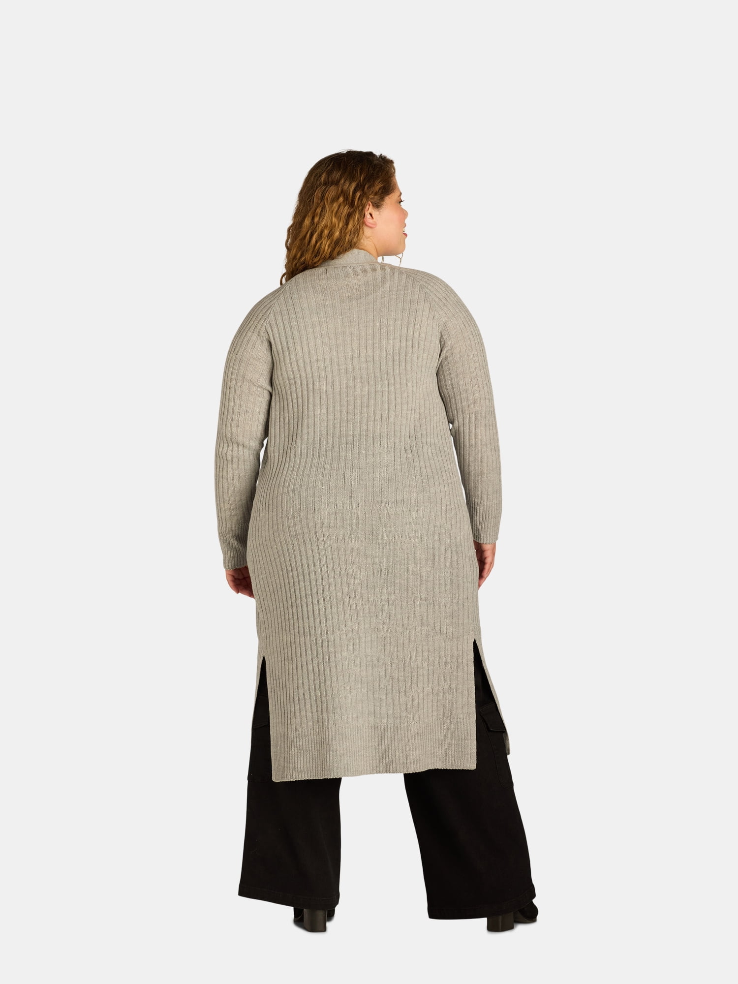 What's Next Women's Plus Size Ribbed Long Duster Cardigan, Sizes 1X-4X