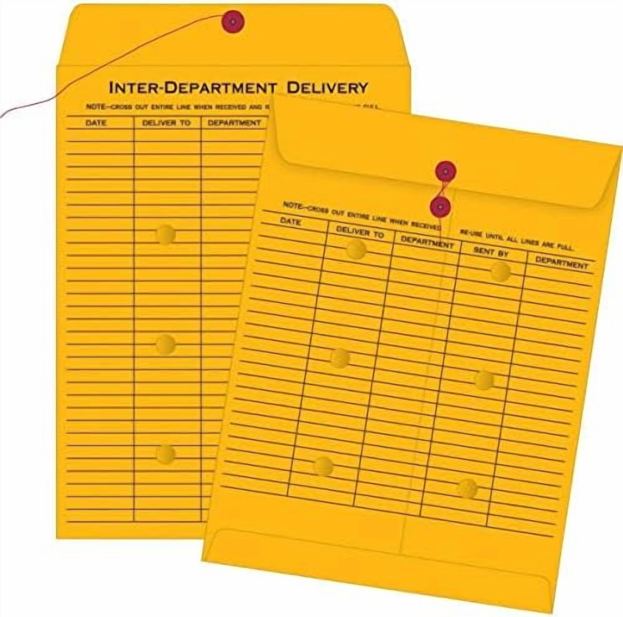 Interoffice Envelopes, String  Button, Brown , 10 x 13, 100 per Case, (63561)