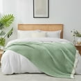 thumbnail image 2 of Snuggle Sac Reversible Ribbed Throw Blanket Fuzzy Knit Blanket for All Season, Green, 50*60", 2 of 6