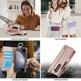 thumbnail image 6 of Crossbody Wallet Case for Samsung Galaxy Z Fold 5 RFID Blocking Card Slots, PU Leather Wristband Strap Zipper Pocket Phone Case with Stand Secure Ring Buckle for Samsung Galaxy Z Fold 5, Rosegold, 6 of 7