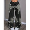 thumbnail image 3 of Pantalones vaqueros holgados Y2K for mujeres y niñas, pantalones vaqueros con dobladillo crudo y pierna ancha con retales de estrellas, ropa informal estilo Hip Hop, ropa Preppy, 3 of 5