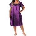 thumbnail image 2 of Agnes Orinda Women's Plus Size Mother's Day Satin Silk Pleated Loose Sleepwear Sleep Dresses 1X Modena, 2 of 6