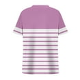 thumbnail image 6 of Feancey Plus Size Trendy Womens Tshirts Summer Short Sleeve Striped Print Tops Criss Cross V Neck Loose Blouse Business Casual Oversized T-Shirt PinkXXL, 6 of 7