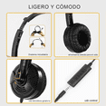 thumbnail image 2 of Audífonos Alámbricos Diadema Con Micrófono Negro, 2 of 5