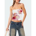 thumbnail image 3 of Baby Sweetie Women's Strapless Tube Top Flower Pattern Backless Bandeau Crop Tank Top Off Shoulder Cami Shirts, 3 of 6
